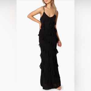 Petal and Pup Ciao Ruffle Gown - black M